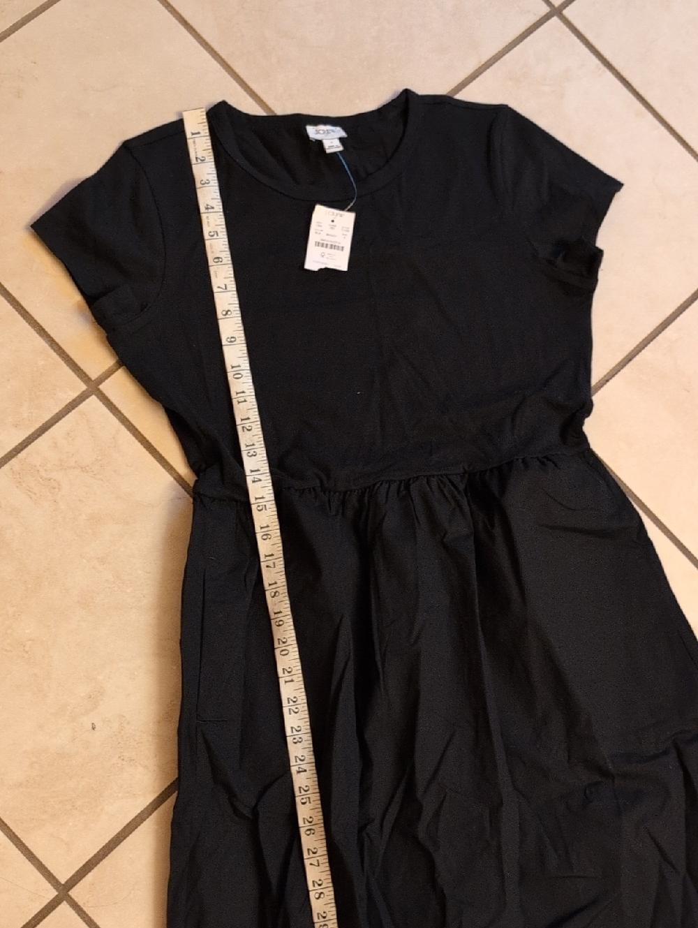 NWT J. Crew Black Mixy Mixed Media Knit Midi Dress short Sleeve Size S - Picture 8 of 11